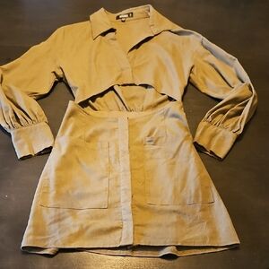 Missguided Linen Blend Dress Cut Out Blazer Style